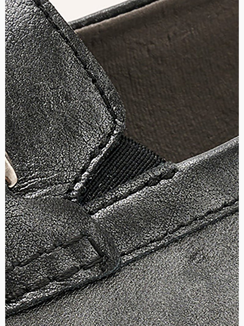 Mocassins grande largeur cuir chaîne à maillons - afibel Argent - Kiabi