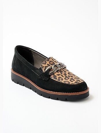 Mocassins grande largeur cuir chaîne à maillons - afibel