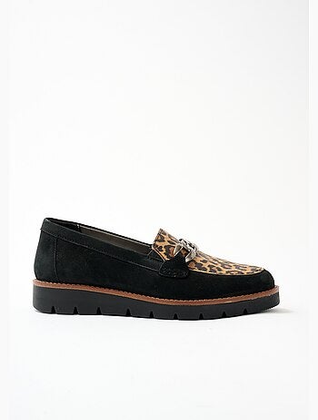 Mocassins grande largeur cuir chaîne à maillons - afibel