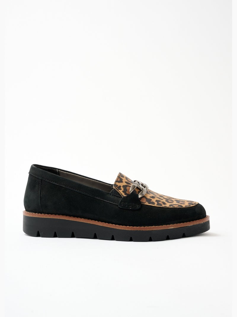 Mocassins grande largeur cuir chaîne à maillons - afibel Multicolore - Kiabi