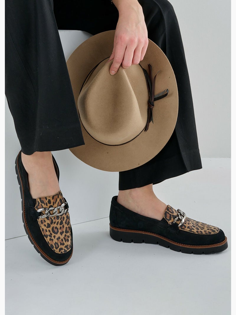 Mocassins grande largeur cuir chaîne à maillons - afibel Multicolore - Kiabi