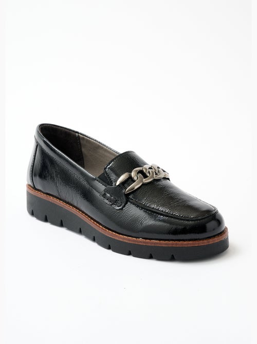 Mocassins grande largeur cuir chaîne à maillons - Afibel - Kiabi