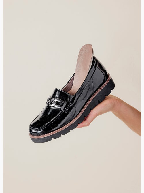 Mocassins grande largeur cuir chaîne à maillons - Afibel - Kiabi