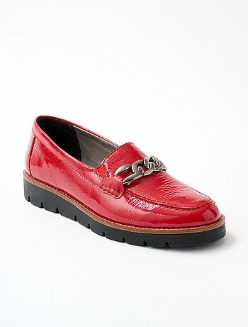 Mocassins grande largeur cuir chaîne à maillons - Afibel