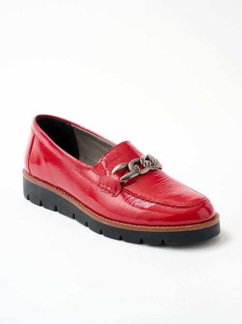 Mocassins grande largeur cuir chaîne à maillons - Afibel - Kiabi