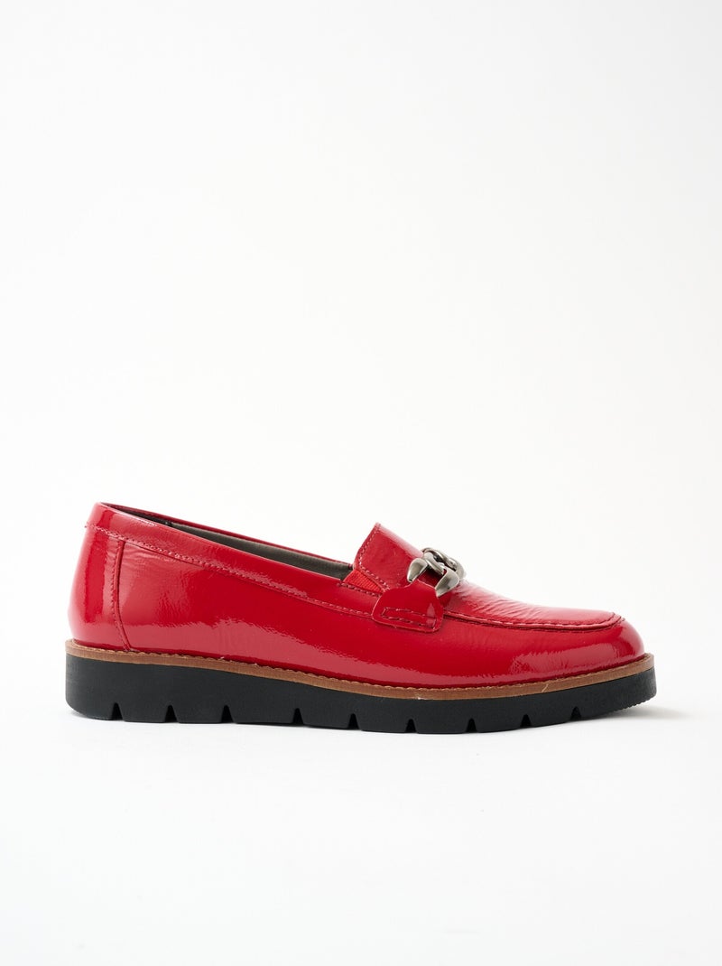 Mocassins grande largeur cuir chaîne à maillons - Afibel Rouge - Kiabi