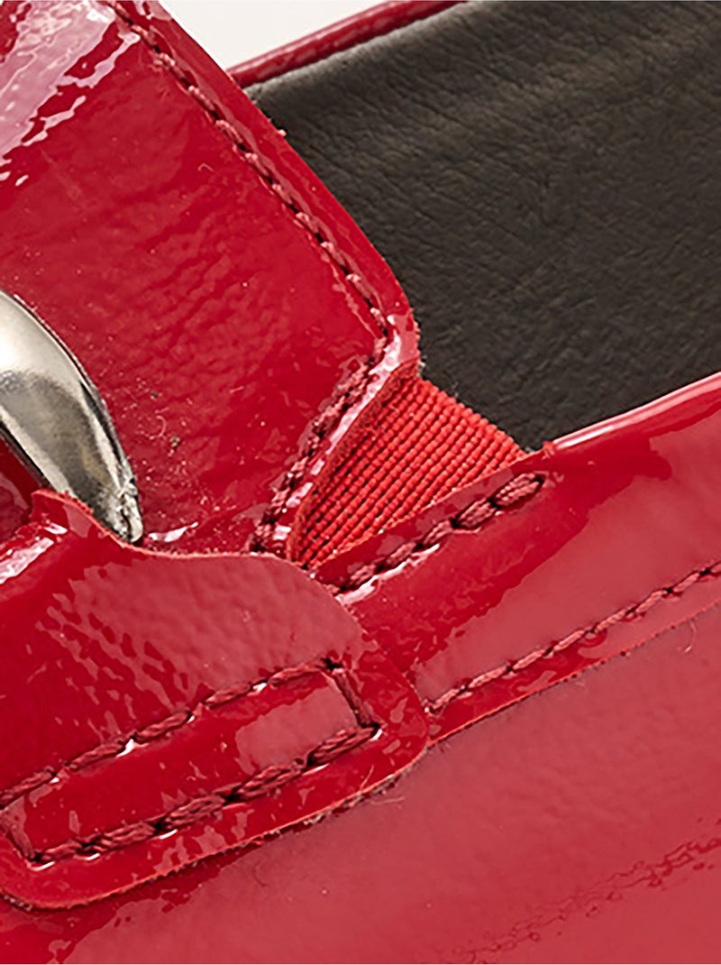 Mocassins grande largeur cuir chaîne à maillons - Afibel Rouge - Kiabi