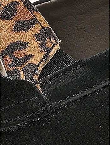 Mocassins grande largeur cuir chaîne à maillons - afibel
