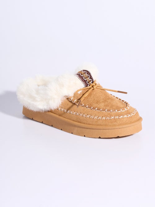 Mocassins indiens fourrure et galon - AFIBEL - Kiabi