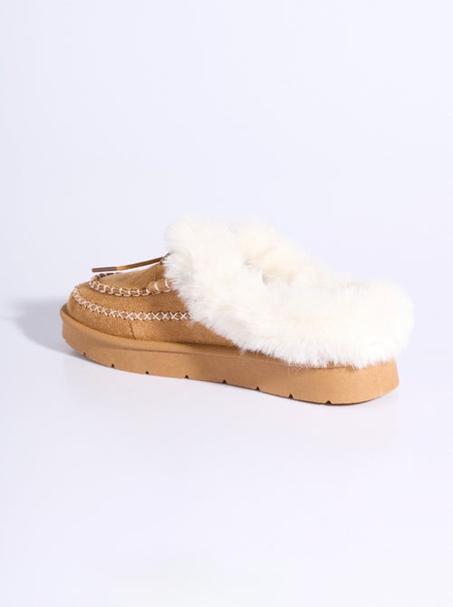 Mocassins indiens fourrure et galon - AFIBEL - Kiabi