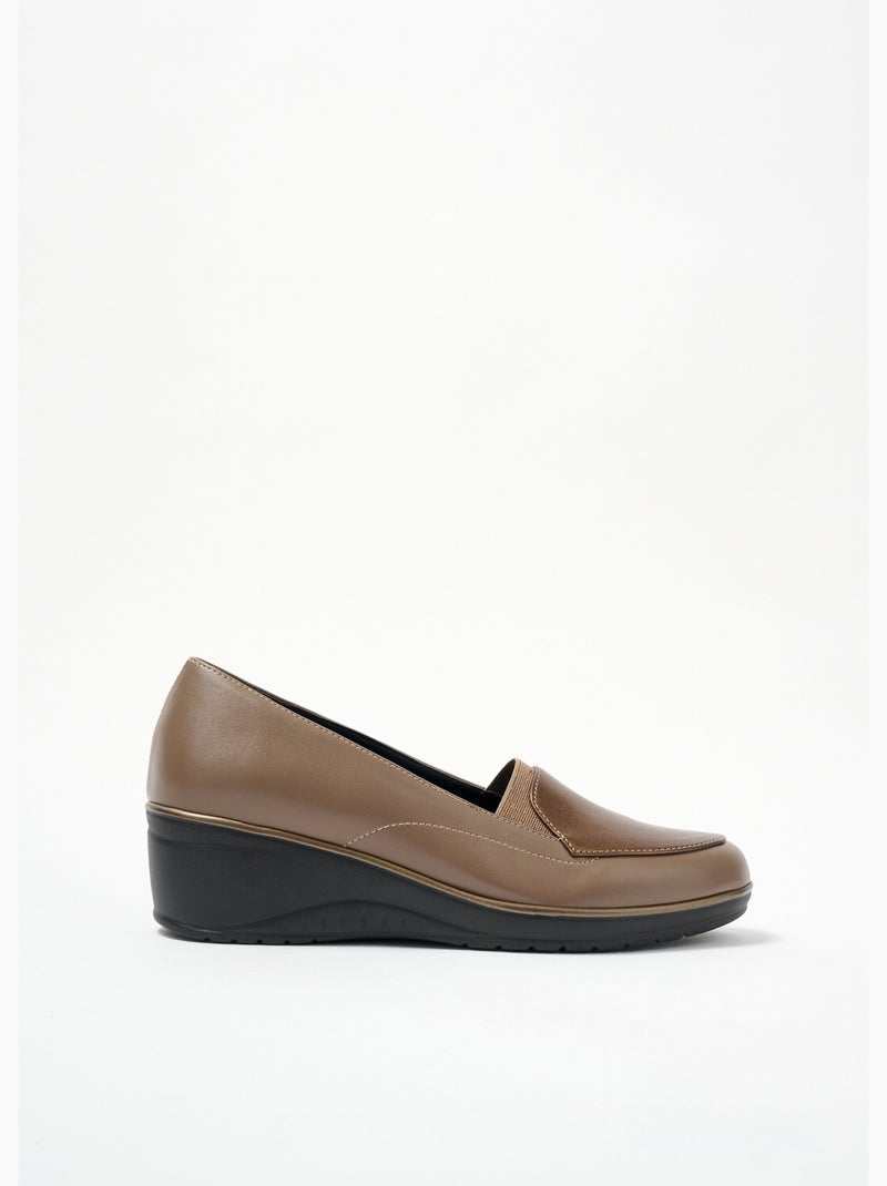 Mocassins largeur confort élastiqués compensés - Afibel Marron - Kiabi