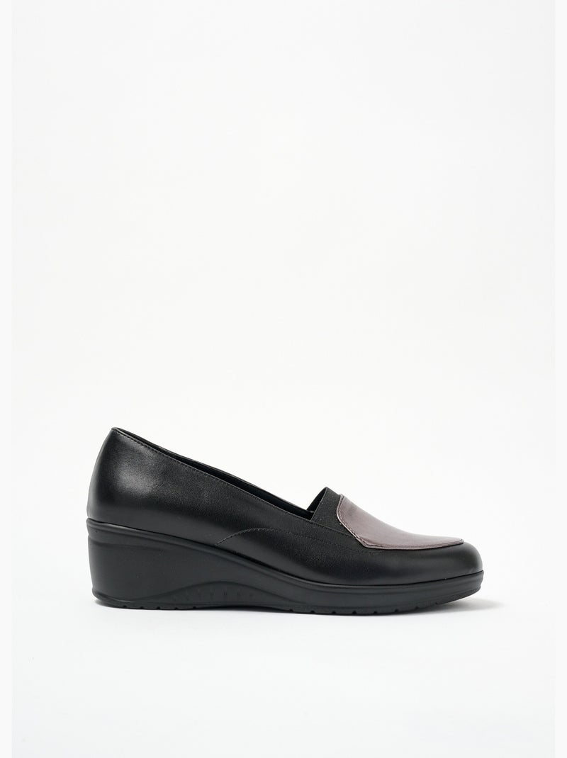 Mocassins largeur confort élastiqués compensés - Afibel Noir Gris - Kiabi