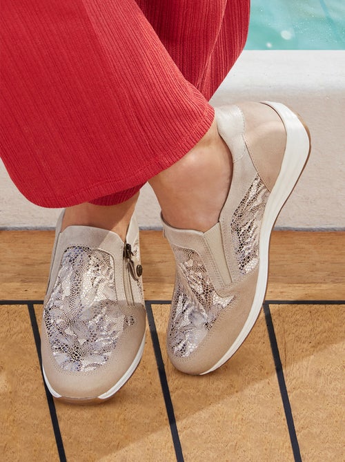 Mocassins largeur confort zippés cuir - Afibel - Kiabi