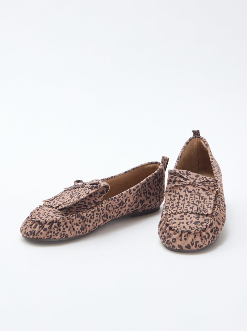 Mocassins léopard en suédine Léopard - Kiabi