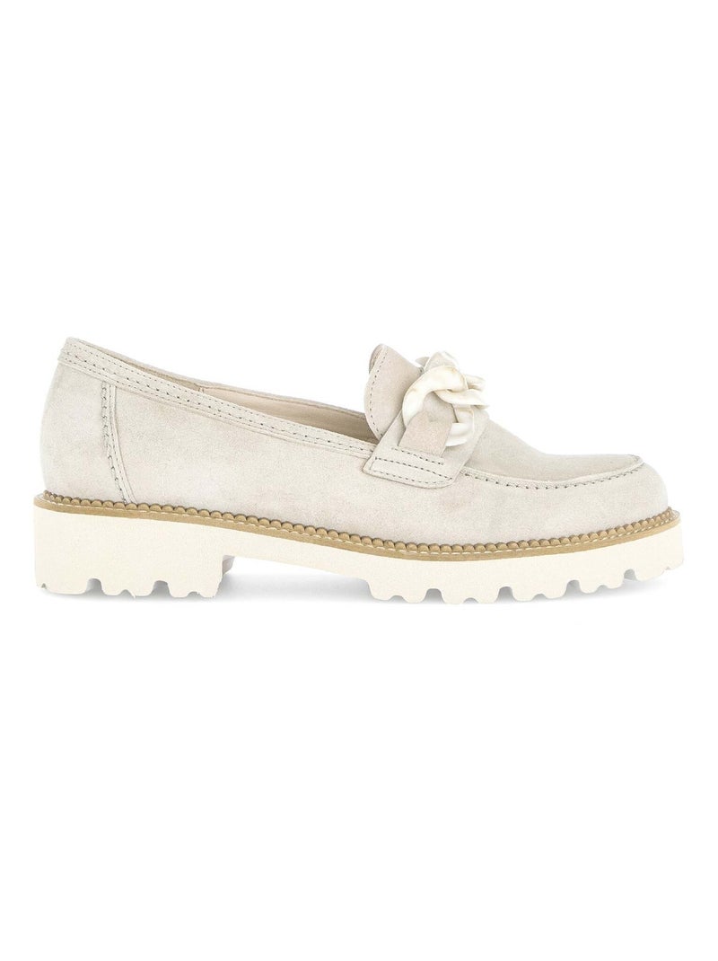 Mocassins lins en cuir velours Ecru - Kiabi