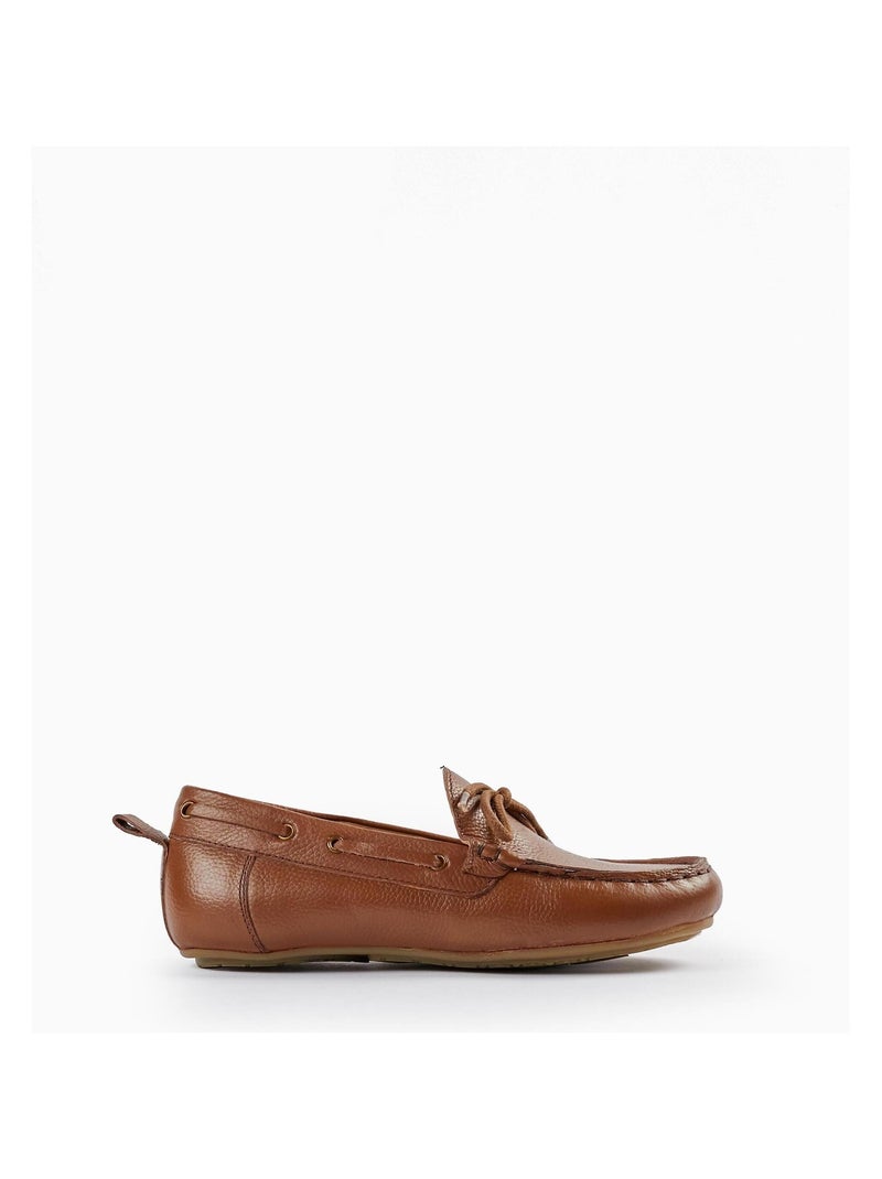 Mocassins marron en cuir Marron - Kiabi