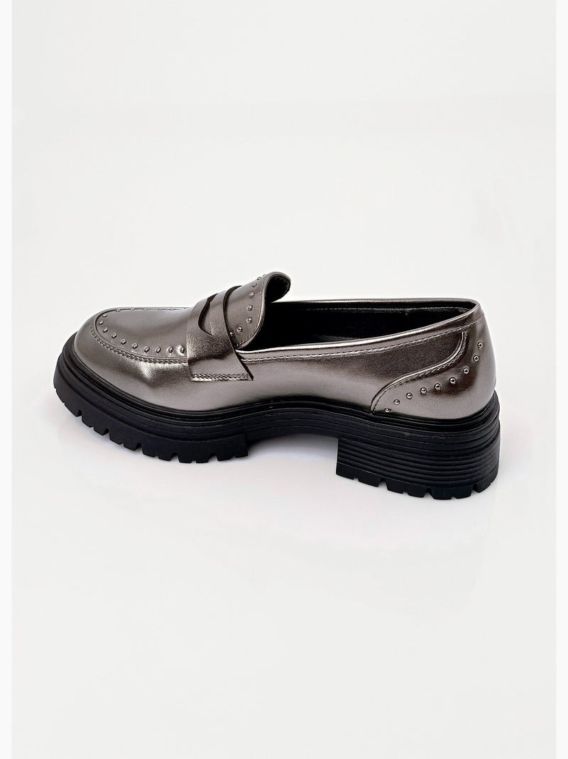 Mocassins métallisés semelle style chunky - afibel Argenté - Kiabi