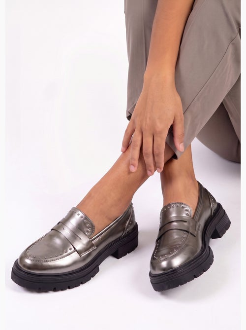 Mocassins métallisés semelle style chunky - afibel - Kiabi