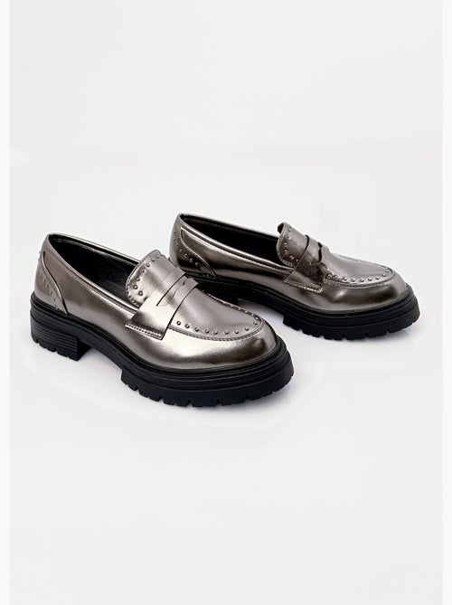 Mocassins métallisés semelle style chunky - afibel - Kiabi