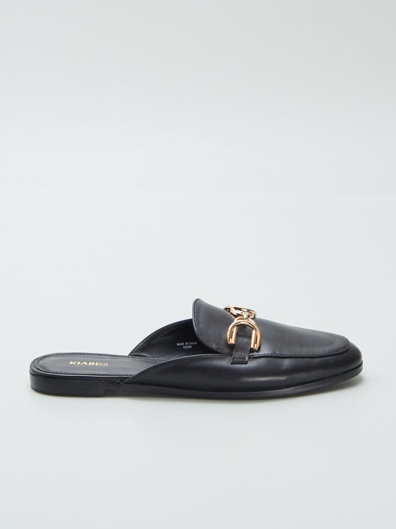 Mocassins ouverts avec bride dorée Noir - Kiabi