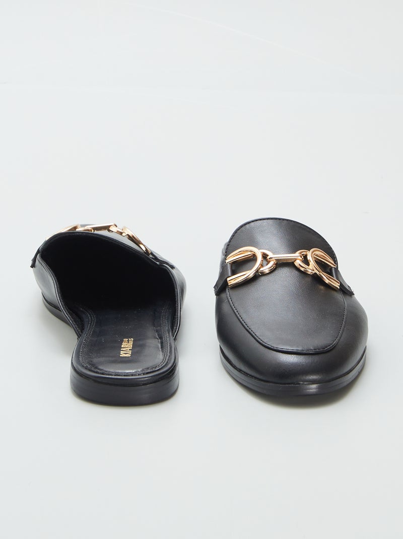 Mocassins ouverts avec bride dorée Noir - Kiabi