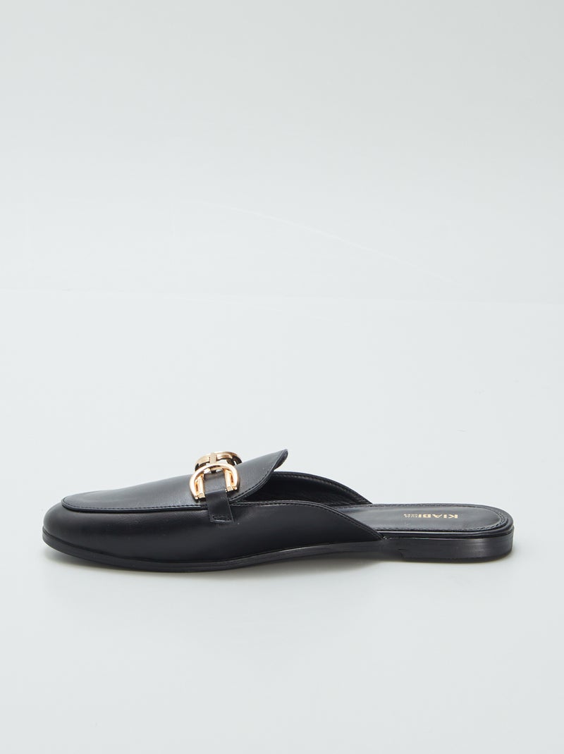 Mocassins ouverts avec bride dorée Noir - Kiabi