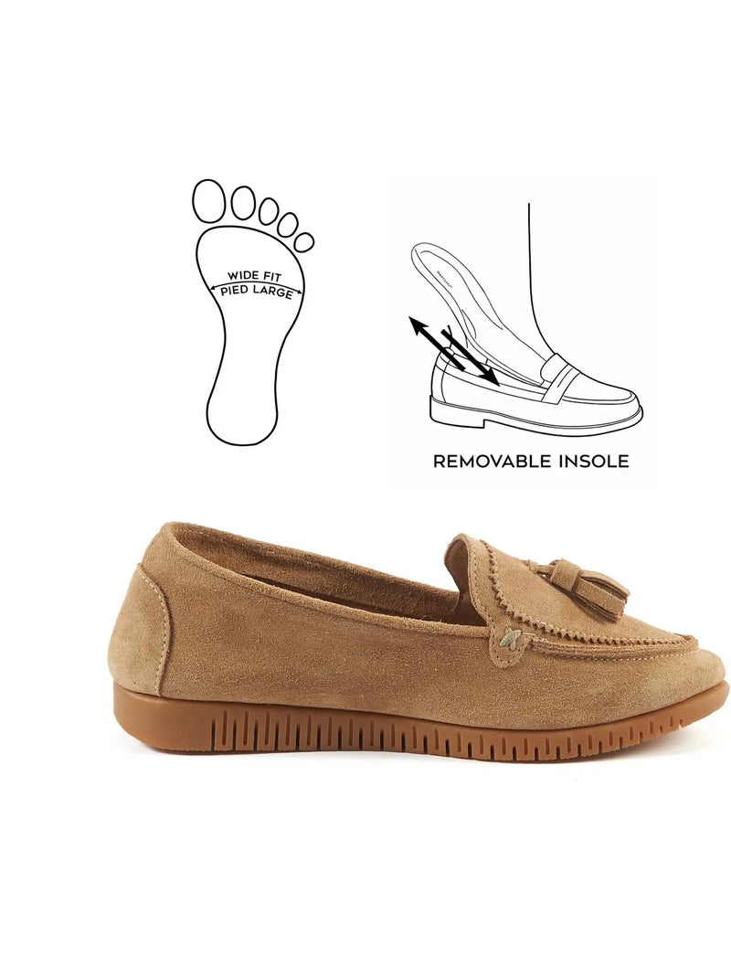 Mocassins pieds larges H - Modèle Anita Gold - Kiabi