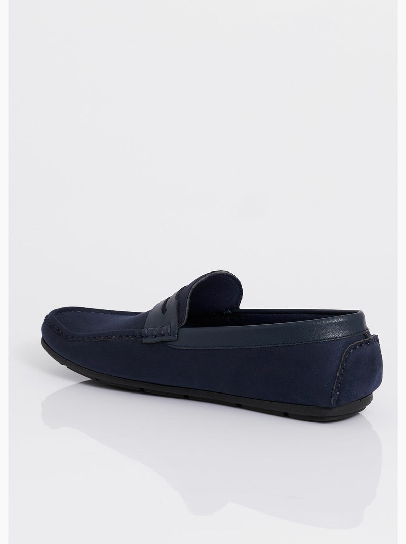 Mocassins plats en suédine et simili - AFIBEL Bleu marine - Kiabi