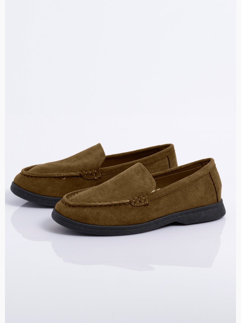 Mocassins plats essentiels en suédine - AFIBEL Kaki - Kiabi