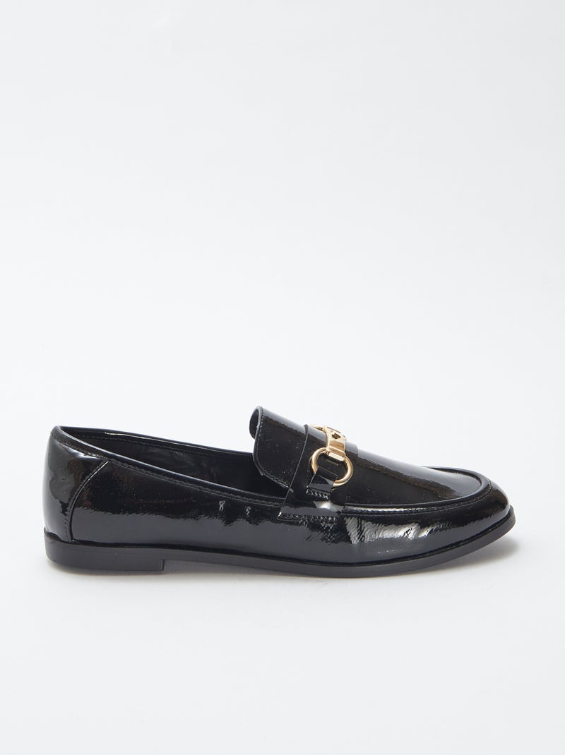 Mocassins plats vernis Noir - Kiabi