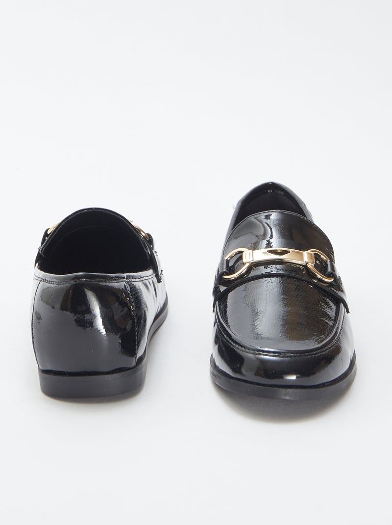 Mocassins plats vernis Noir - Kiabi