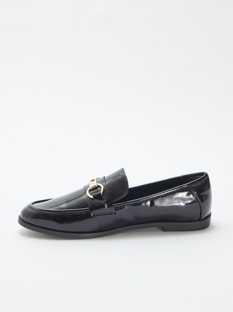Mocassins plats vernis Noir - Kiabi