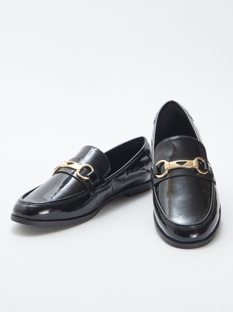 Mocassins plats vernis Noir - Kiabi