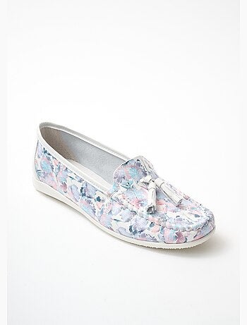 Mocassins pompons largeur confort cuir - Afibel