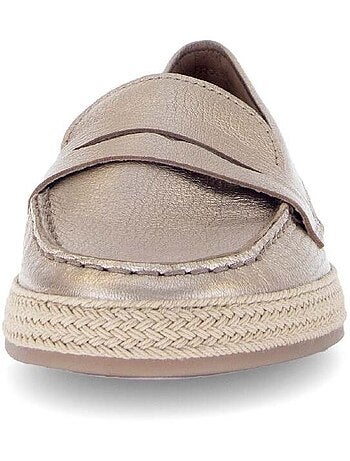 Mocassins poudrés en cuir métallisé