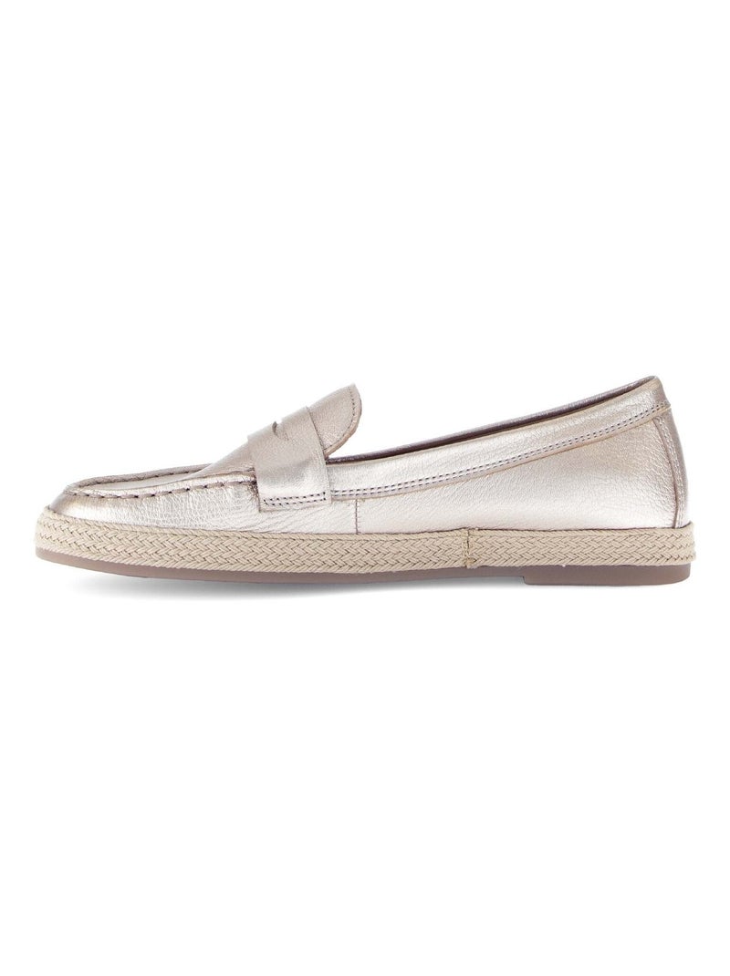 Mocassins poudrés en cuir métallisé Or rose - Kiabi
