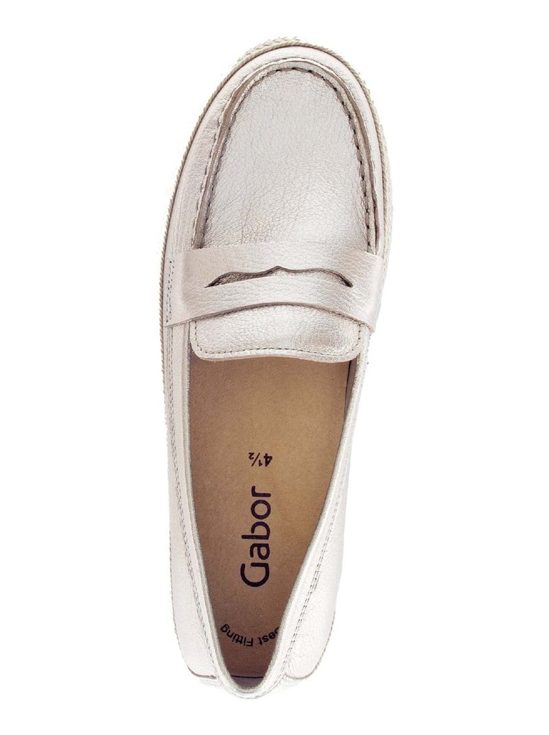 Mocassins poudrés en cuir métallisé Or rose - Kiabi