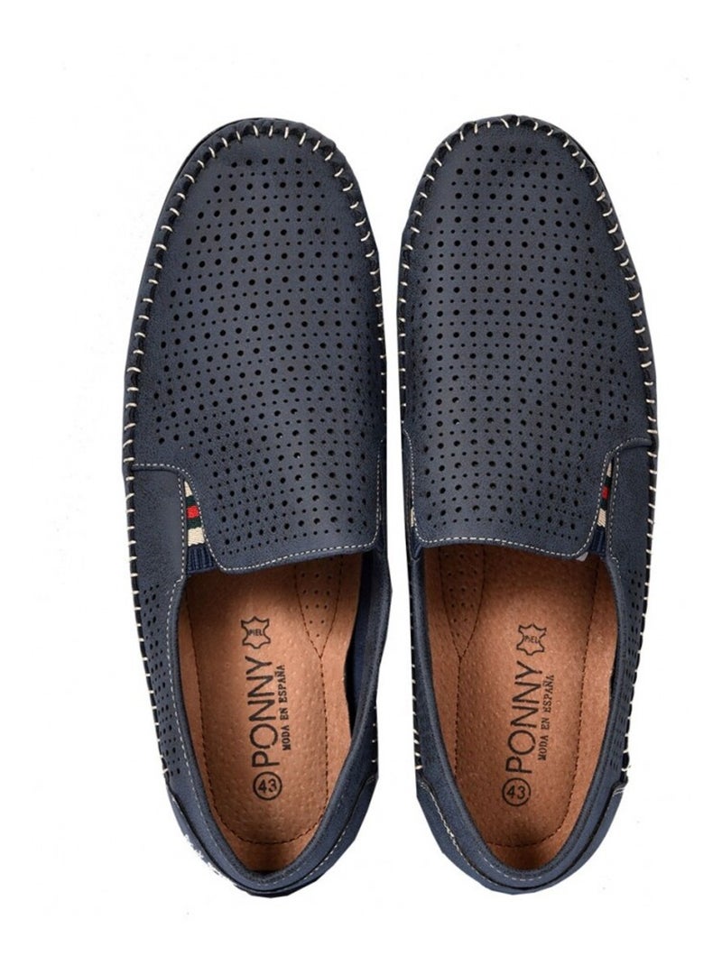 Mocassins pour Homme Doublure CUIR PREMIUM Bleu marine - Kiabi