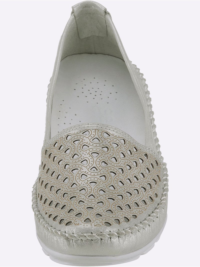 Mocassins respirants en cuir avec semelle intérieure amovible - Taille standard - Witt Argent - Kiabi