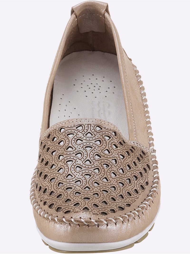 Mocassins respirants en cuir avec semelle intérieure amovible - Taille standard - Witt Poudre - Kiabi