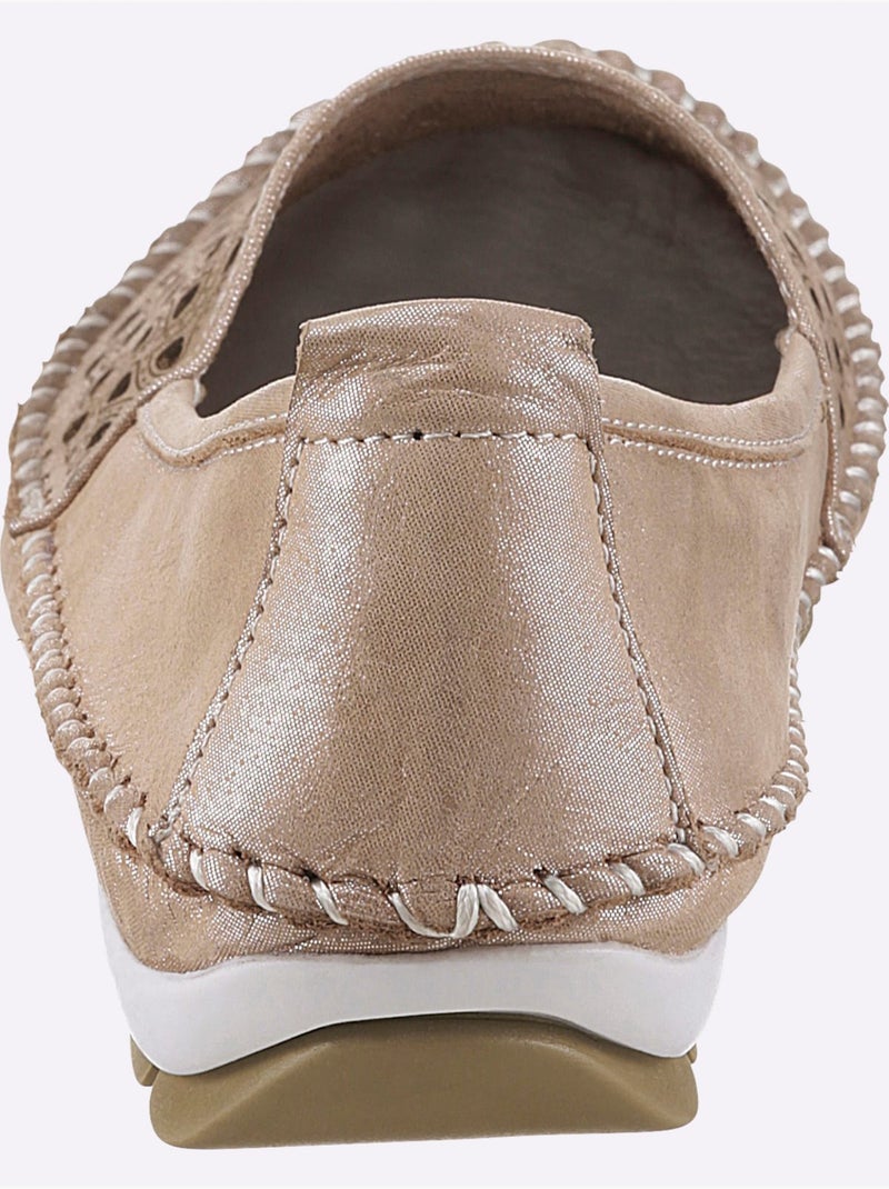 Mocassins respirants en cuir avec semelle intérieure amovible - Taille standard - Witt Poudre - Kiabi