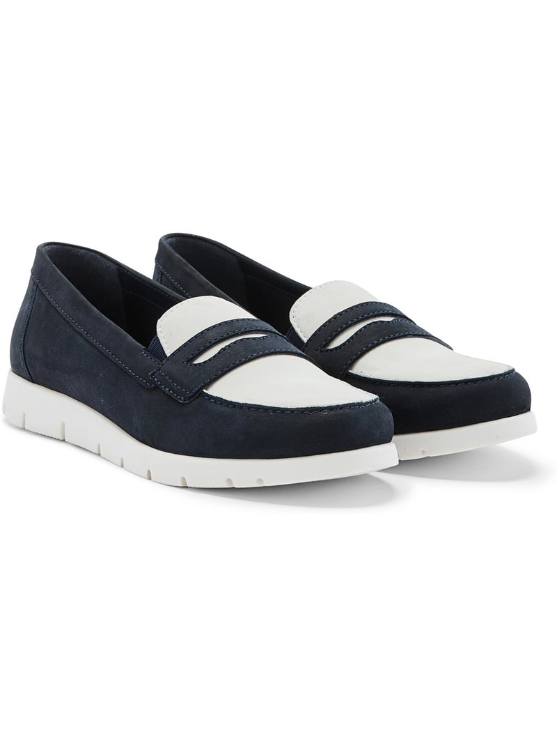 Mocassins semelle amovible cuir nubuck - PEDICONFORT Bleu Blanc - Kiabi