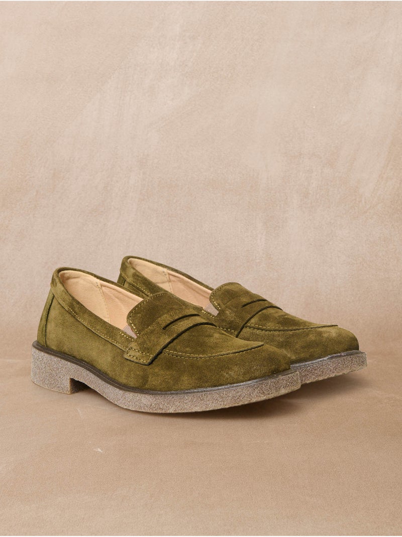 Mocassins semelle amovible cuir velours - PEDICONFORT Vert - Kiabi