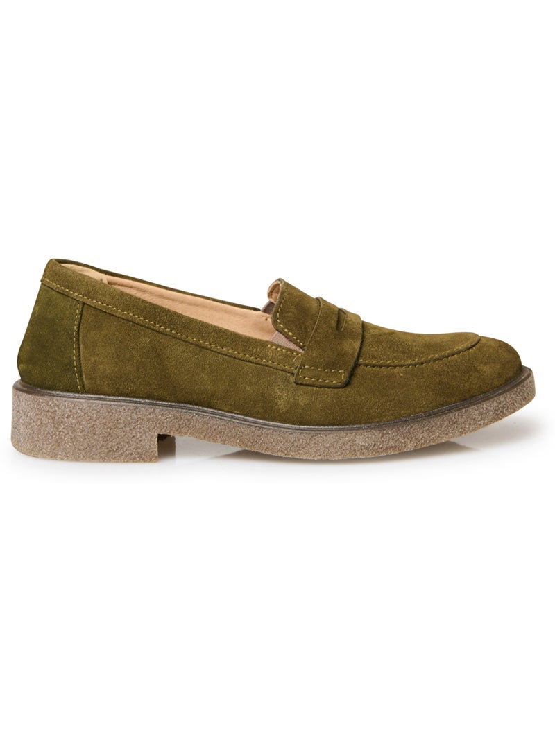Mocassins semelle amovible cuir velours - PEDICONFORT Vert - Kiabi