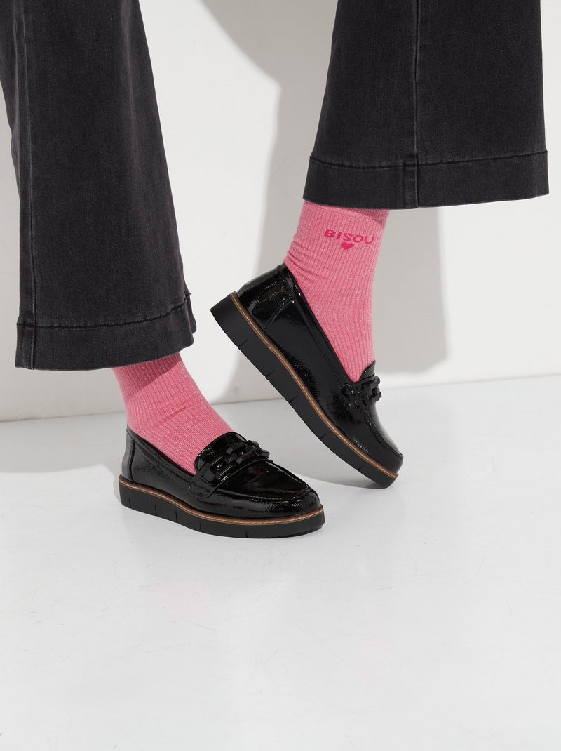 Mocassins semelle compensée style rock - AFIBEL Noir - Kiabi