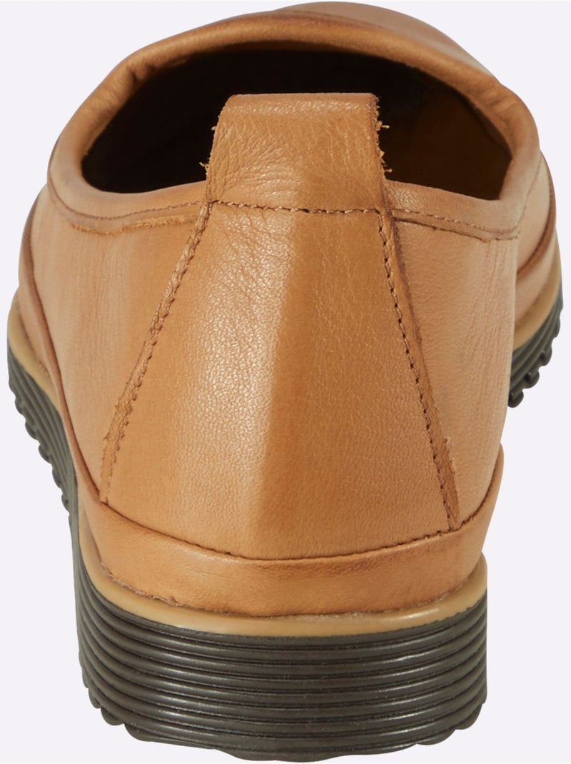 Mocassins Semelle Intérieure Amovible En Cuir - Taille Standard - Helline Ambre - Kiabi