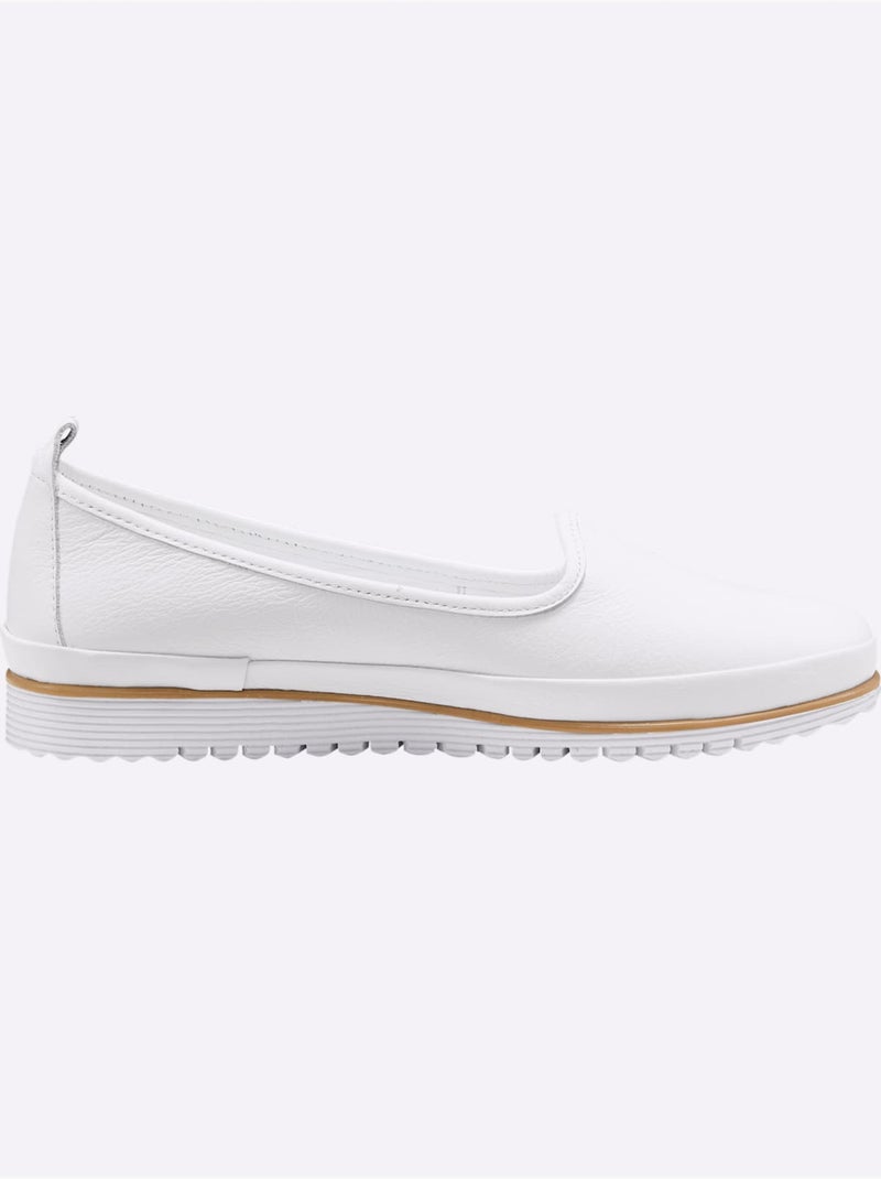 Mocassins Semelle Intérieure Amovible En Cuir - Taille Standard - Helline Blanc - Kiabi
