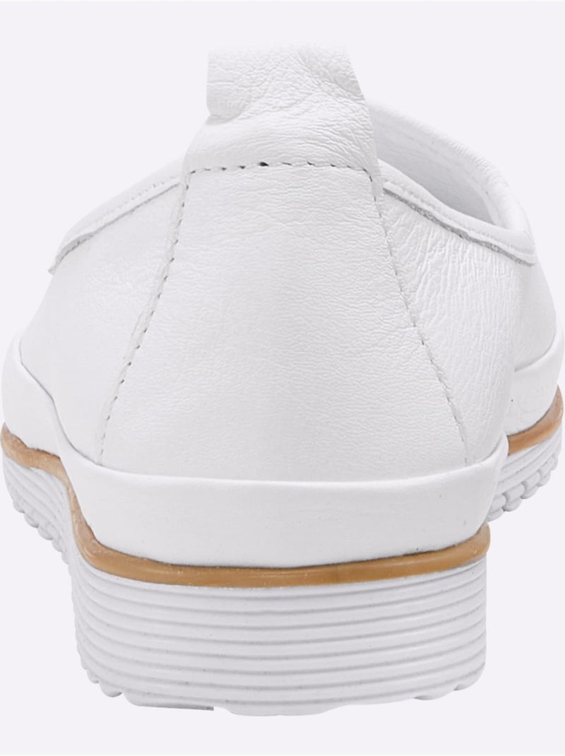 Mocassins Semelle Intérieure Amovible En Cuir - Taille Standard - Helline Blanc - Kiabi
