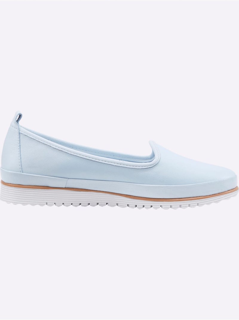 Mocassins Semelle Intérieure Amovible En Cuir - Taille Standard - Helline Bleu clair - Kiabi