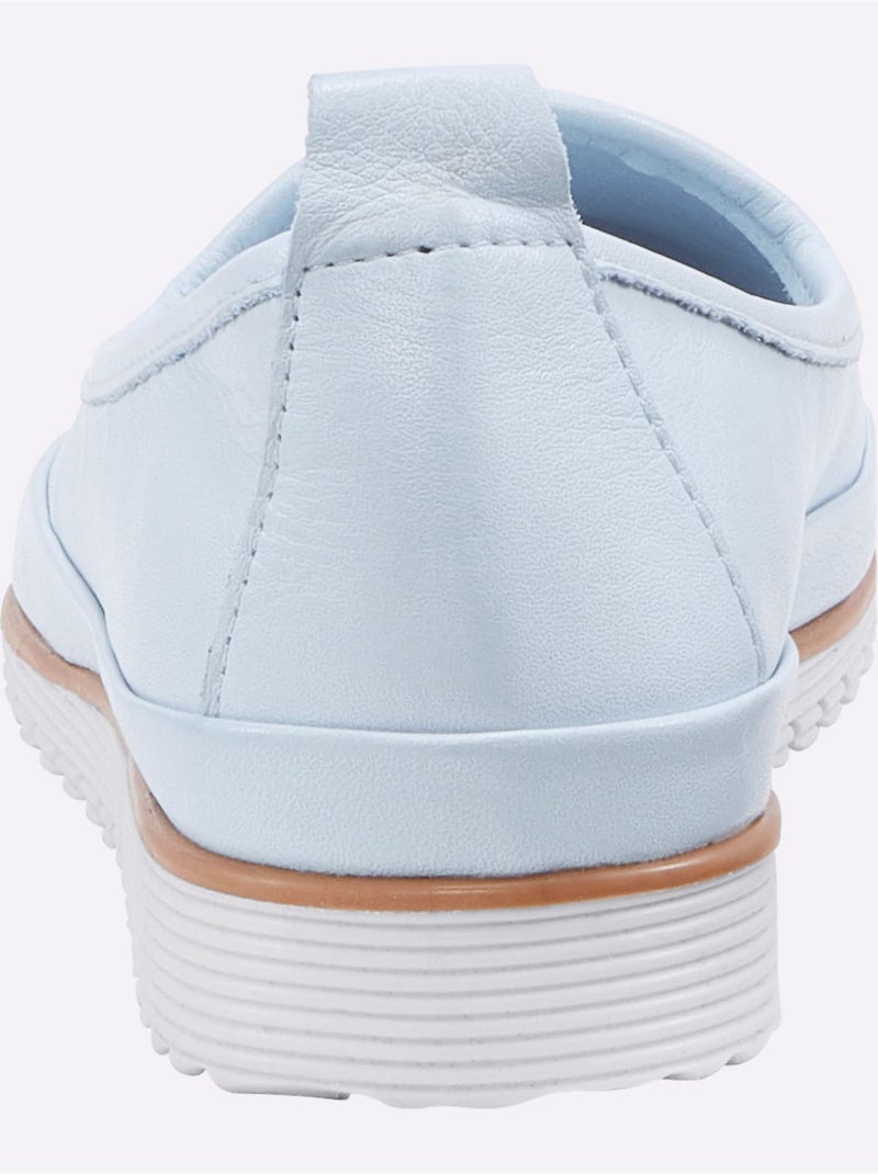 Mocassins Semelle Intérieure Amovible En Cuir - Taille Standard - Helline Bleu clair - Kiabi